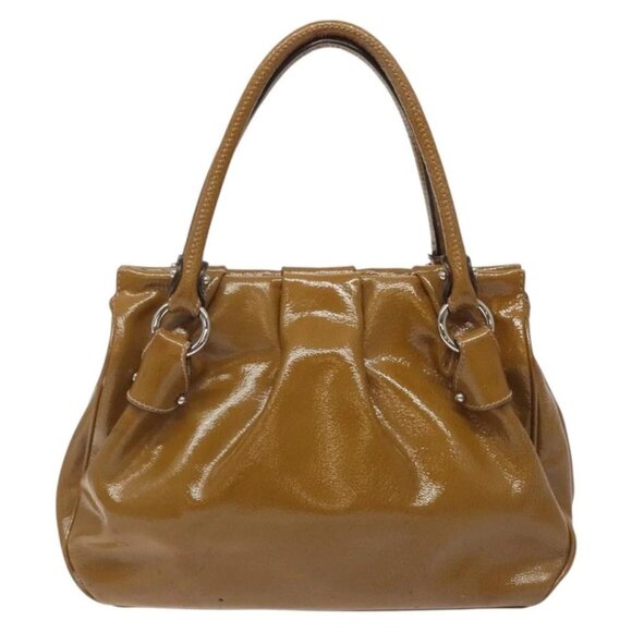 Salvatore Ferragamo Hand Bag Patent leather Brown Silver Auth BA3981 - Picture 2 of 15